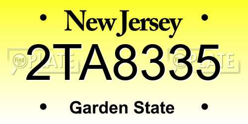 2TA8335 New Jersey License Plate