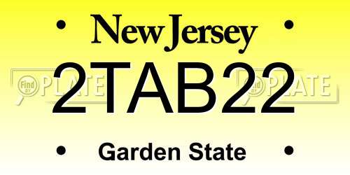 2TAB22 New Jersey License Plate