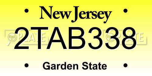 2TAB338 New Jersey License Plate