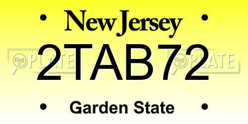 2TAB72 New Jersey License Plate