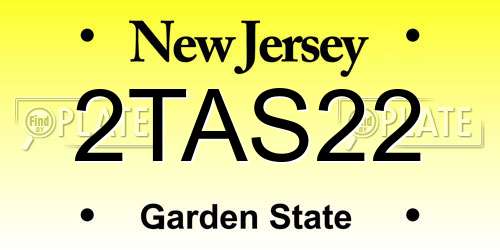 2TAS22 New Jersey License Plate