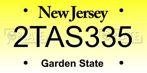 2TAS335 New Jersey License Plate