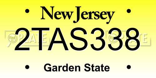 2TAS338 New Jersey License Plate