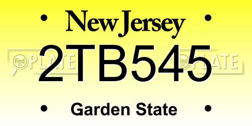 2TB545 New Jersey License Plate