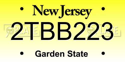 2TBB223 New Jersey License Plate