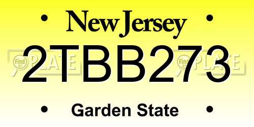 2TBB273 New Jersey License Plate