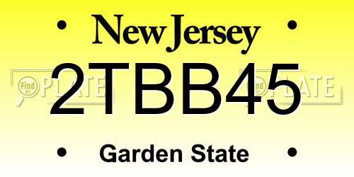 2TBB45 New Jersey License Plate