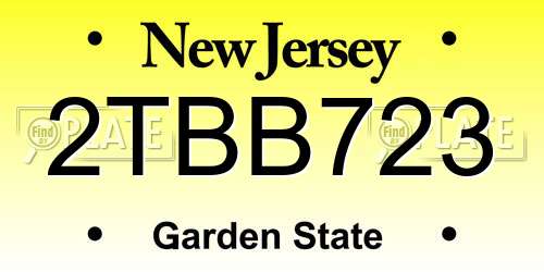 2TBB723 New Jersey License Plate