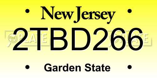 2TBD266 New Jersey License Plate