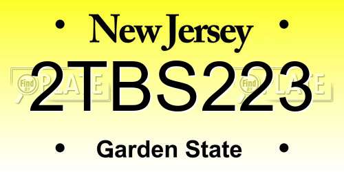 2TBS223 New Jersey License Plate