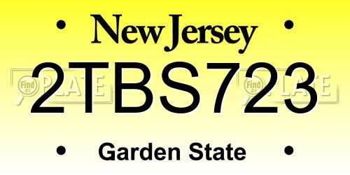 2TBS723 New Jersey License Plate