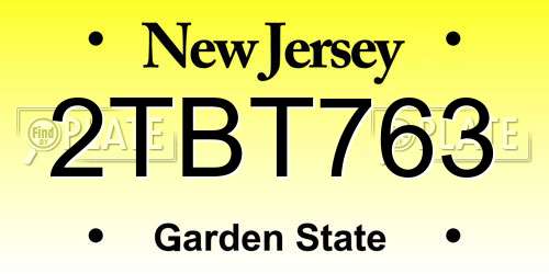 2TBT763 New Jersey License Plate