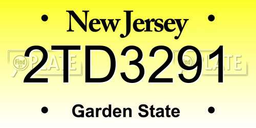 2TD3291 New Jersey License Plate