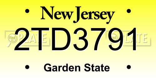 2TD3791 New Jersey License Plate
