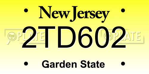2TD602 New Jersey License Plate