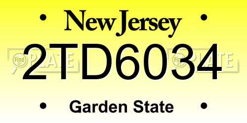 2TD6034 New Jersey License Plate