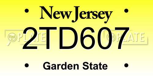 2TD607 New Jersey License Plate