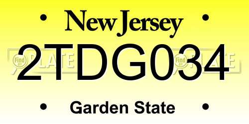 2TDG034 New Jersey License Plate