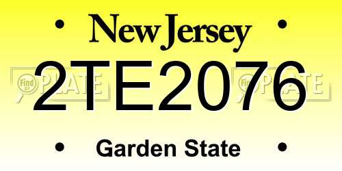 2TE2076 New Jersey License Plate