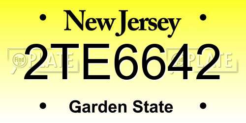 2TE6642 New Jersey License Plate