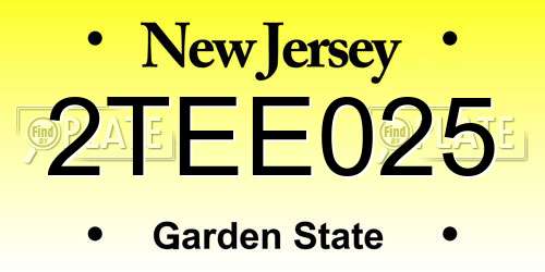 2TEE025 New Jersey License Plate