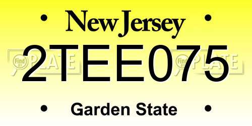 2TEE075 New Jersey License Plate