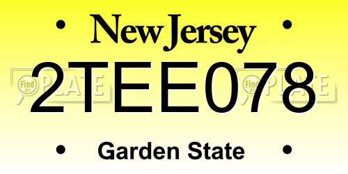 2TEE078 New Jersey License Plate