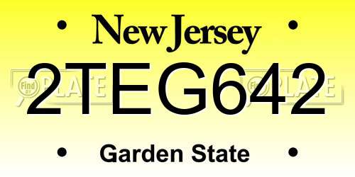 2TEG642 New Jersey License Plate
