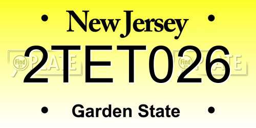 2TET026 New Jersey License Plate