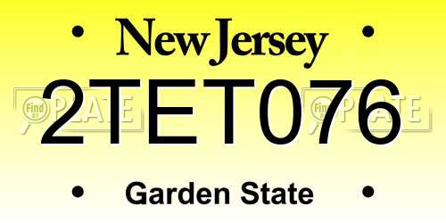 2TET076 New Jersey License Plate