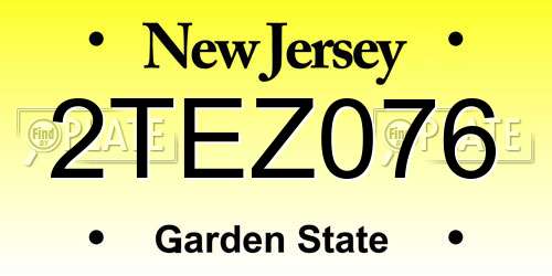2TEZ076 New Jersey License Plate