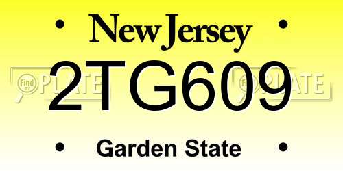 2TG609 New Jersey License Plate