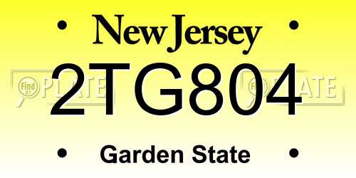 2TG804 New Jersey License Plate