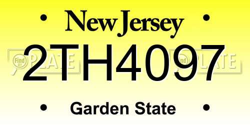 2TH4097 New Jersey License Plate