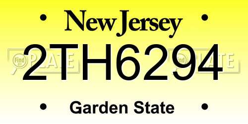 2TH6294 New Jersey License Plate