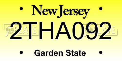 2THA092 New Jersey License Plate