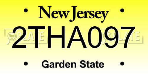 2THA097 New Jersey License Plate