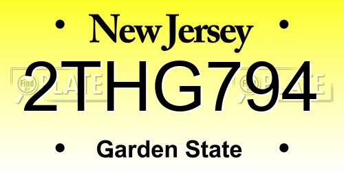 2THG794 New Jersey License Plate