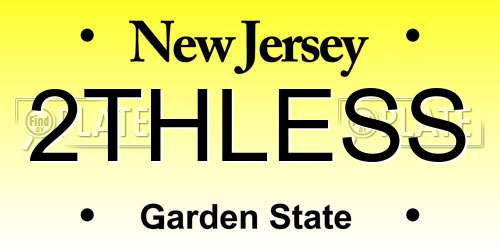 2THLESS New Jersey License Plate