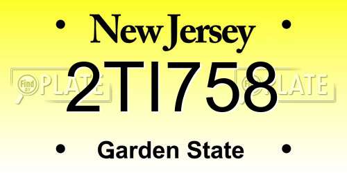 2TI758 New Jersey License Plate