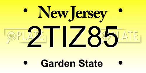 2TIZ85 New Jersey License Plate