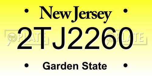 2TJ2260 New Jersey License Plate