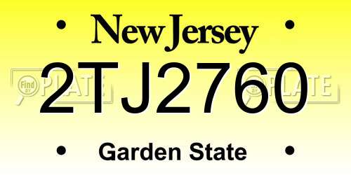 2TJ2760 New Jersey License Plate