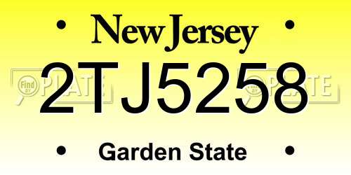 2TJ5258 New Jersey License Plate
