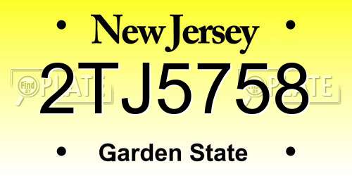 2TJ5758 New Jersey License Plate