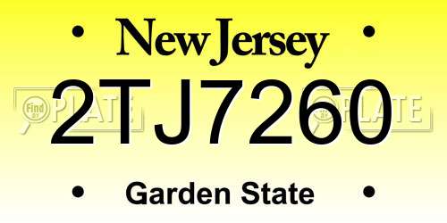 2TJ7260 New Jersey License Plate
