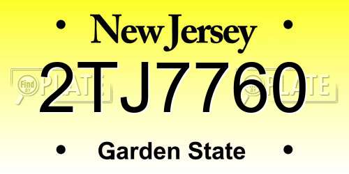 2TJ7760 New Jersey License Plate