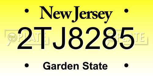 2TJ8285 New Jersey License Plate