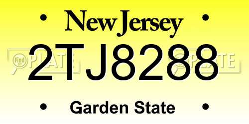 2TJ8288 New Jersey License Plate