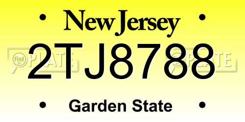 2TJ8788 New Jersey License Plate